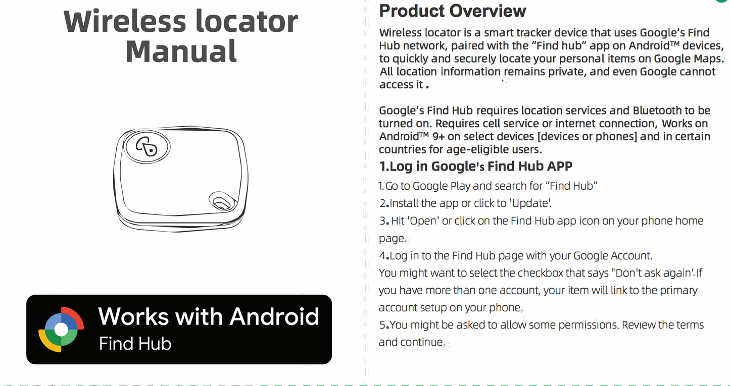 lulaven Wireless locator —Smart Bluetooth Tracker, Item Finder Works with Google's Find Hub (Android Only) App, Trakcer Tag Locator for Keys, Luggage, Satchel,wallet. Lulaven