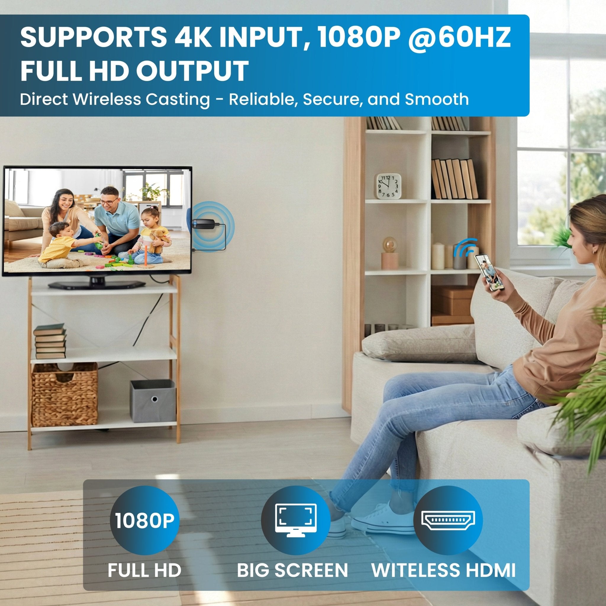 2026-Lulaven iShare Wireless HDMI Display Adapter, Streaming Device for iPhone iPad to TV