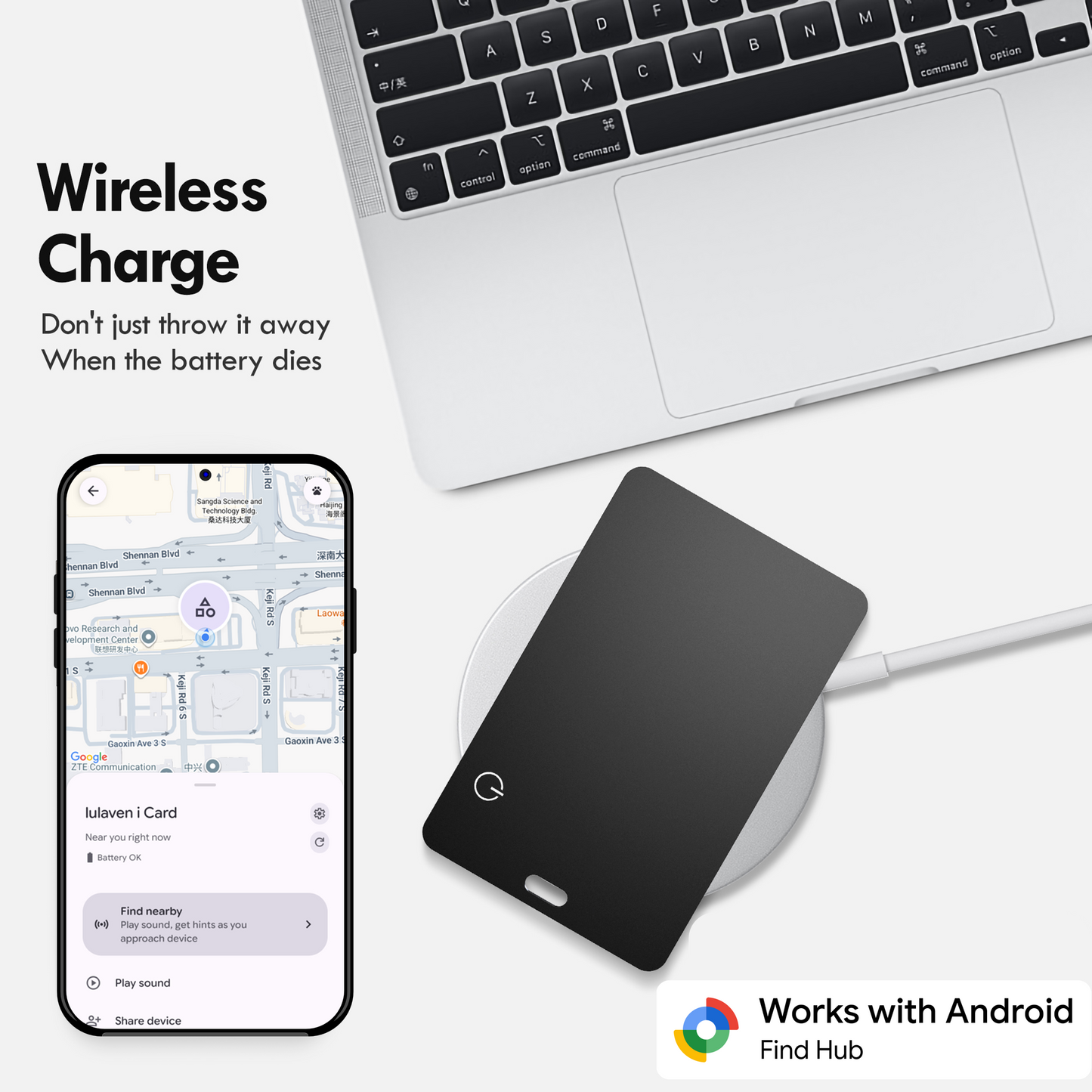 lulaven i Card——Smart Bluetooth Tracker, Item Finder Works with Google's Find Hub (Android Only) App, Trakcer Tag Locator for Keys, Luggage, Satchel. Lulaven