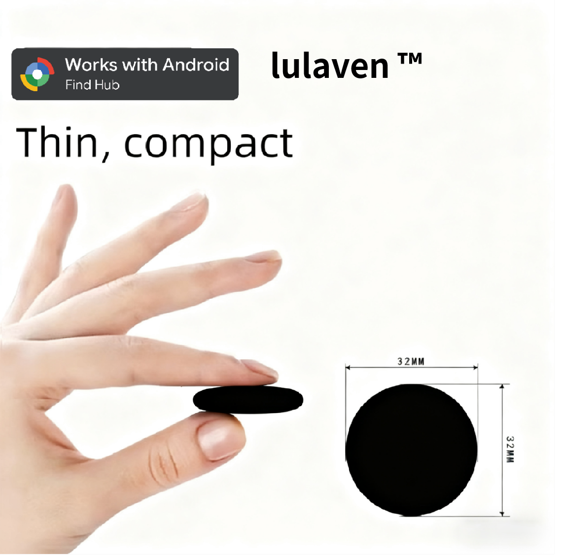 lulaven Wireless tag—Smart Bluetooth Tracker, Item Finder Works with Google's Find Hub (Android Only) App, Trakcer Tag Locator for Keys, Luggage, Satchel,wallet. Lulaven