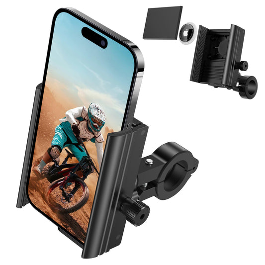 Airtag Bike Phone Mount, Hidden Bicycle Phone Mount Compatible with Apple Airtags, Anti-Theft Air tag GPS Tracker Motorcycle Handlebar Cell Phone Clamp, Scooter Phone Clip with Bluetooth Tracker Lulaven